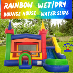 Rainbow Wet/Dry Bounce House Water Slide Combo