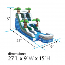 Tropical20Waterslide20rental20dimensions 641087449 15 Ft Tropical Marbled Water Slide (Can be used dry)